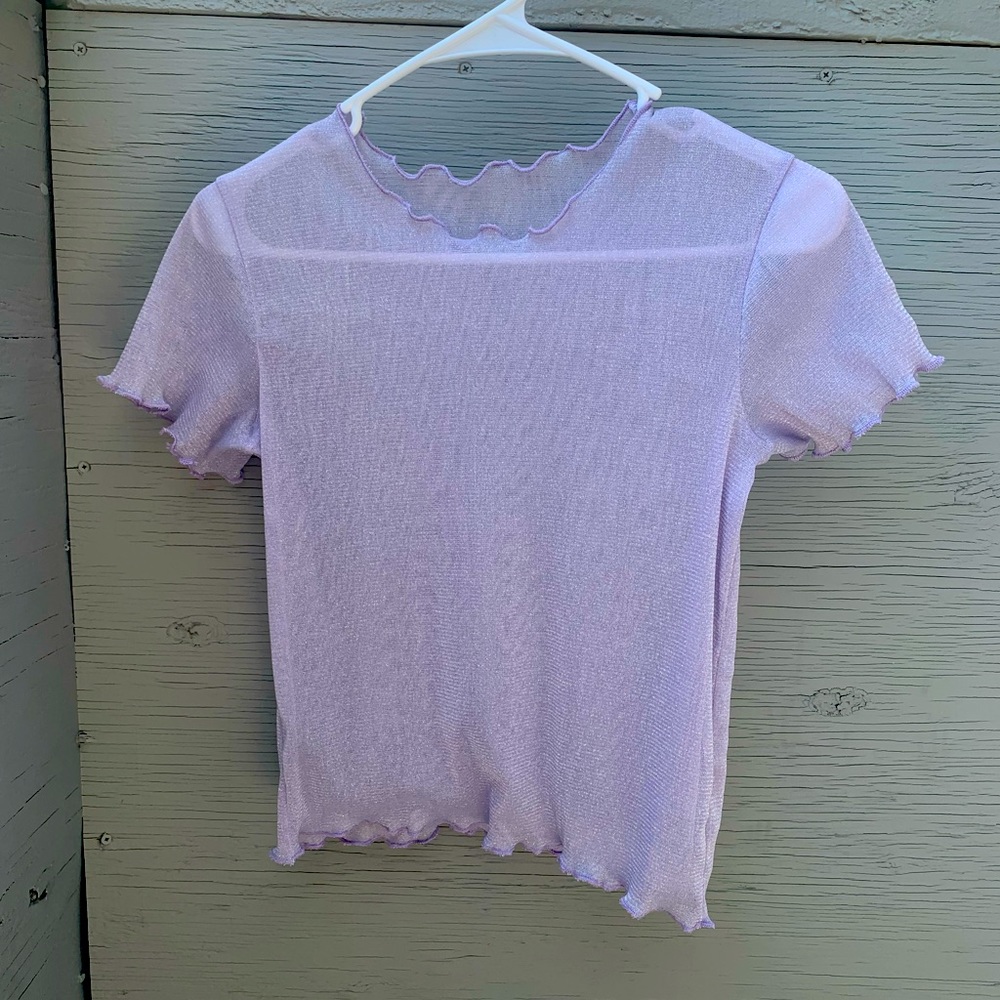 Lavender Sparkle Sheer Stretch Mesh Top - Size XS or XL
